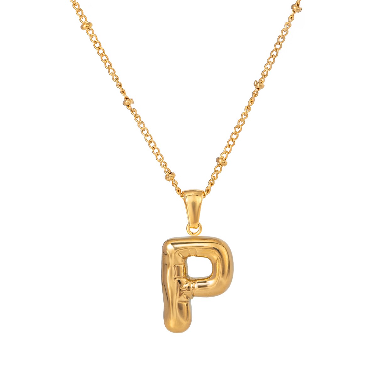 Gold color / 1 Piece Simple Casual Style Letter P Shape Stainless Steel 18K Gold Plated Women's Pendant Necklace Picture16